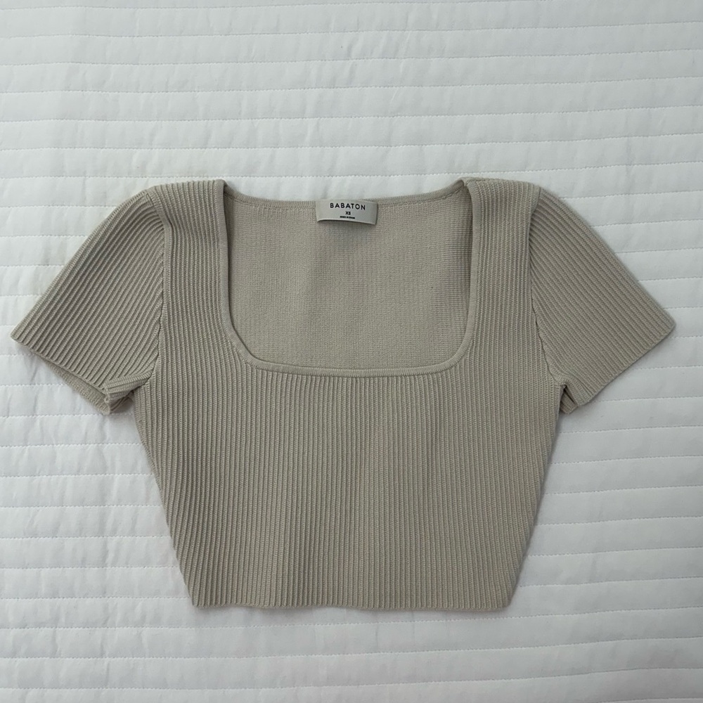Babaton Aritzia Ribbed Square Neck Cropped Top